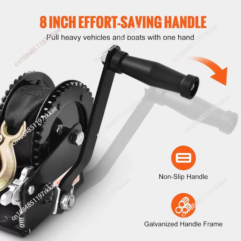 Boat Trailer Winch Strap - ハンドウィンチ 2500ポンド牽引能力 ボートトレーラーウィンチ ヘビーデューティーロープクランク 10mポリエステルストラップ付き ハンドクランクウィンチ