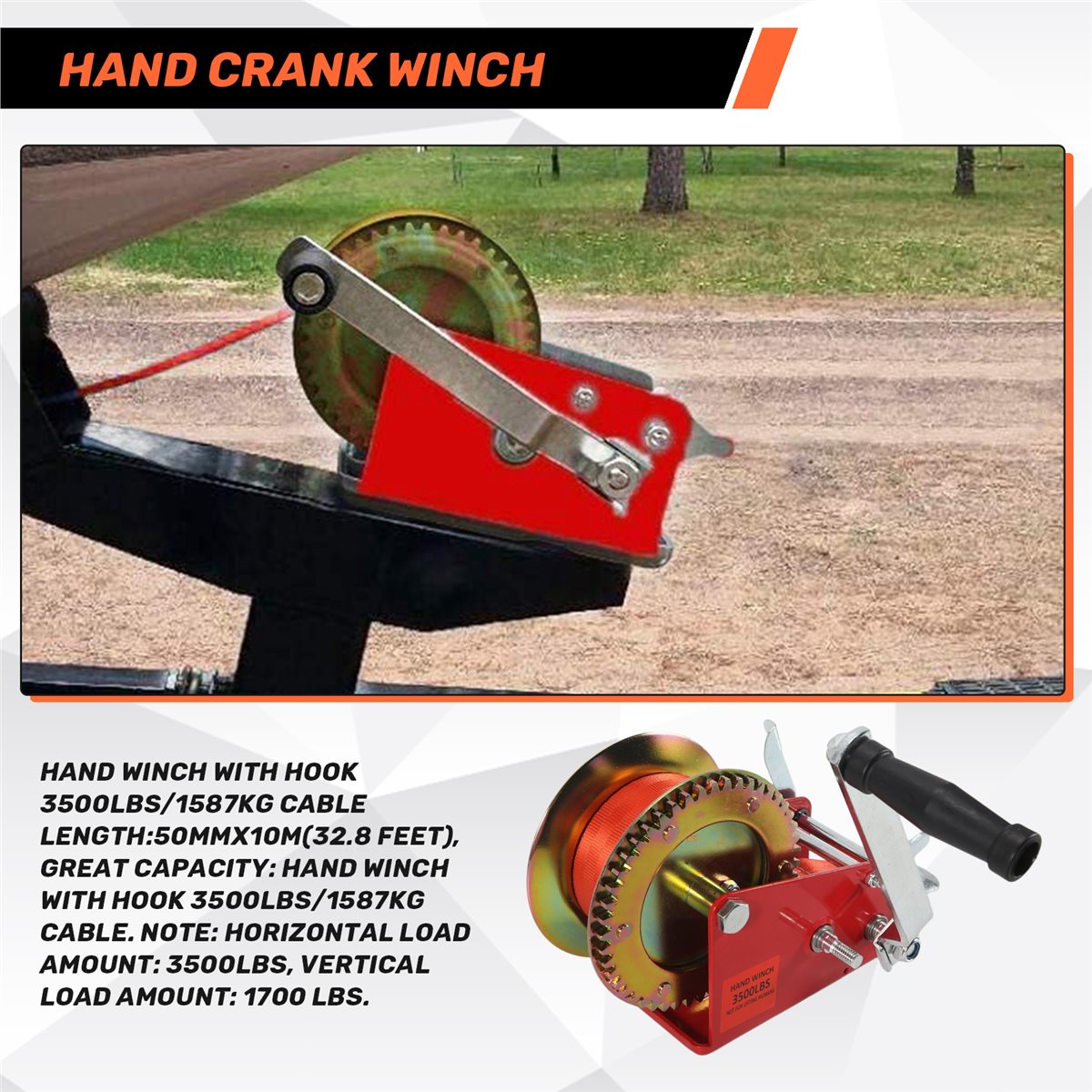 ABLK ボート用ウインチ 3500ポンド対応、頑丈な手動ウ - Boat Trailer Winch Strap のレビューと価格