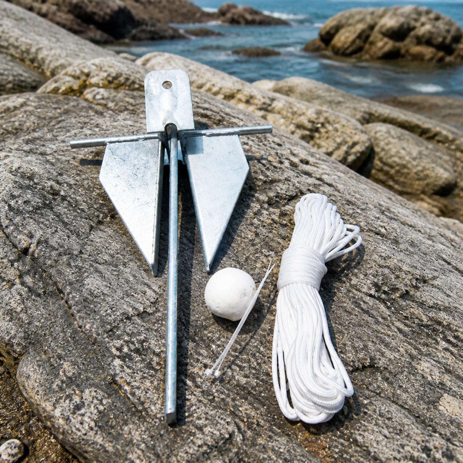 小型船用の錨付けに適した、錆びにくい亜鉛メッキ加工の船用錨キ - Boat Anchor Kit Galvanized のレビューと価格