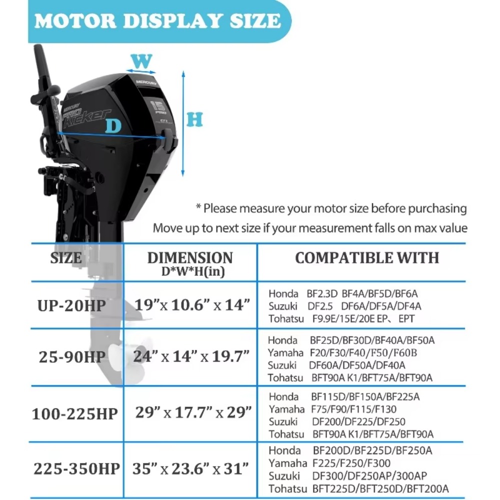 モーターエンジン用ボートカバー 15～250馬力対応 210 - Outboard Motor Cover Waterproof のレビューと価格