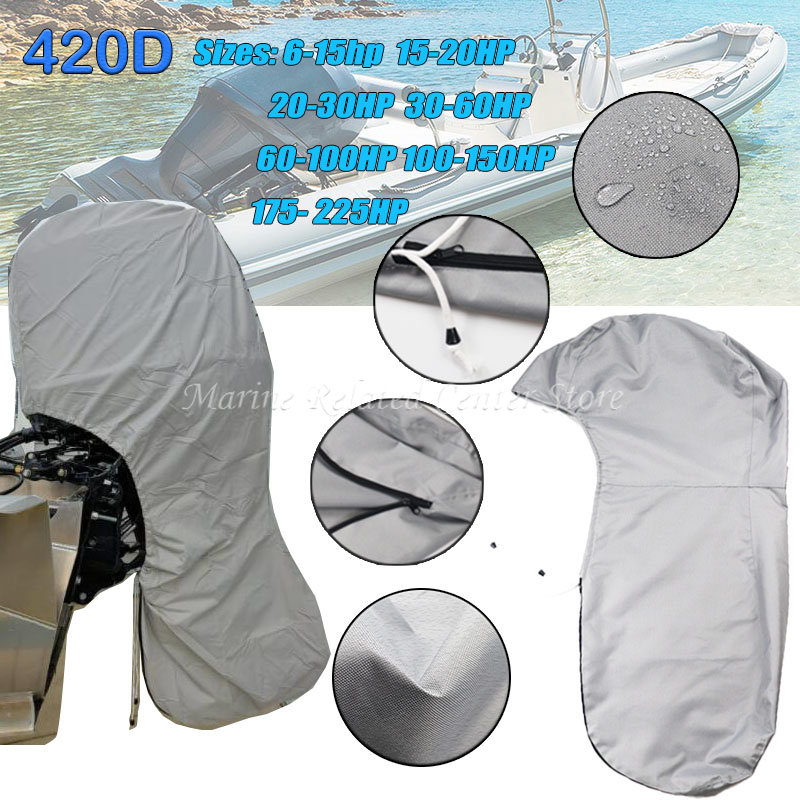 420D グレー 6-225HP ボートフル船外機エンジンカ - Outboard Motor Cover Waterproof のレビューと価格