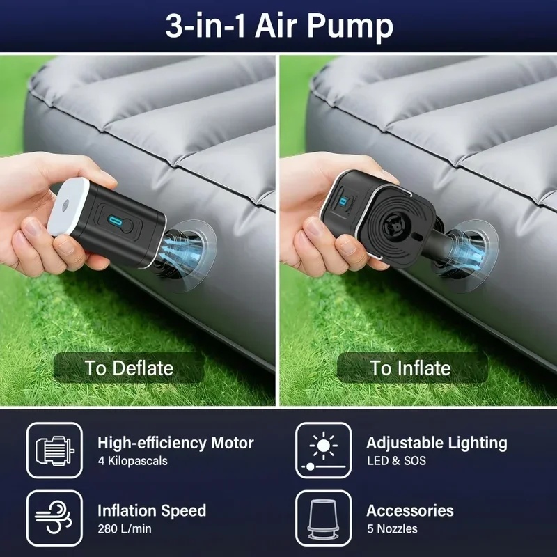USB充電式ミニエアポンプ、1200mAhのポータブル空気入 - Inflatable Boat Electric Pump のレビューと価格