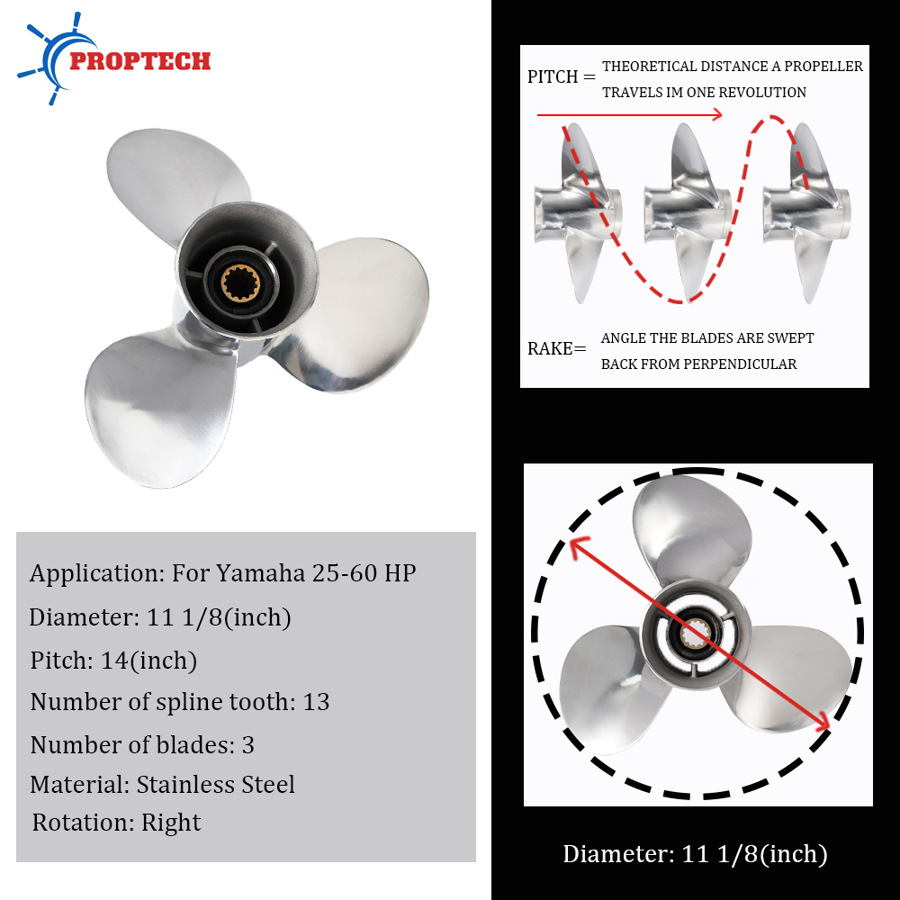 ヤマハ用ステンレス鋼ボートプロペラ、船外スクリューモーター、 - Outboard Motor Propeller Stainless のレビューと価格