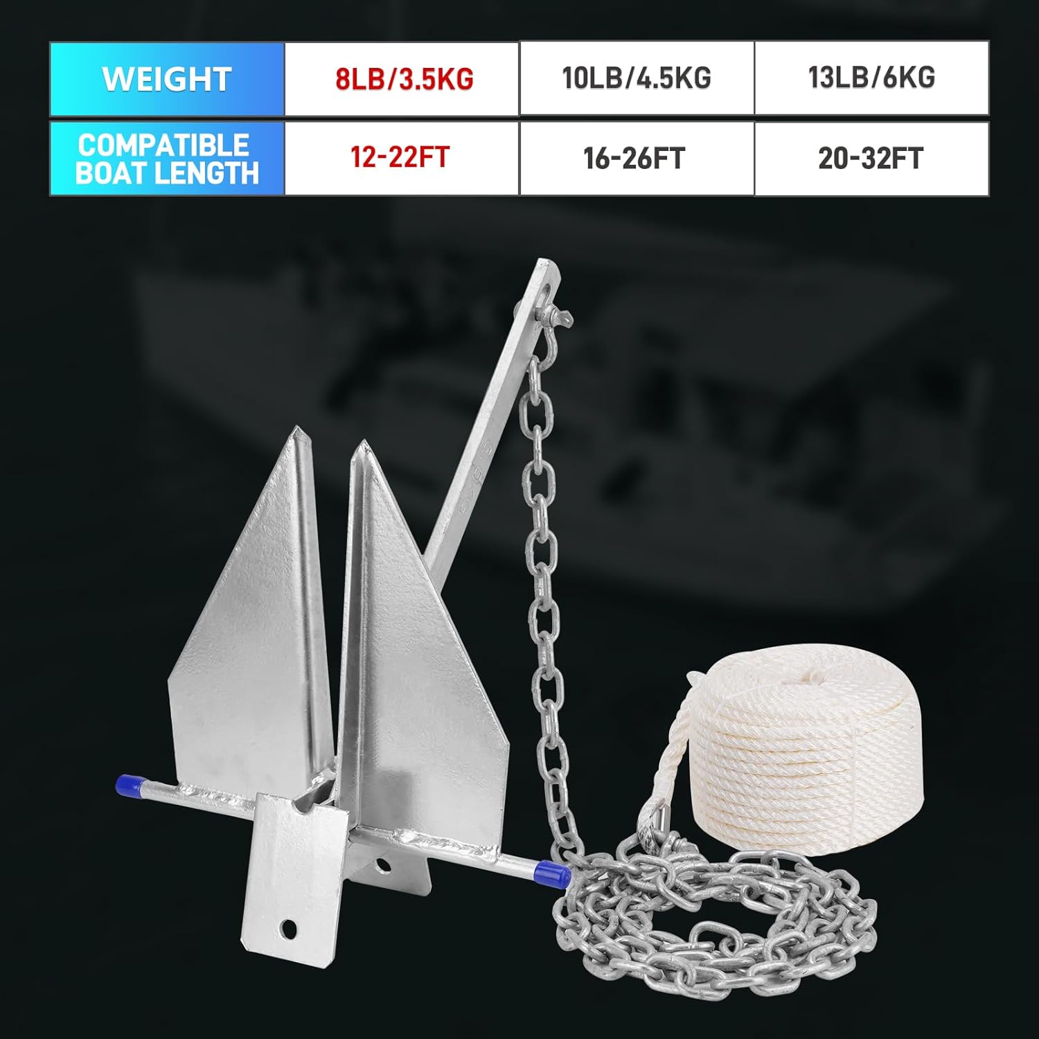 ヘビーデューティーボートアンカーキット フルークスタイルチェ - Boat Anchor Kit Galvanized のレビューと価格