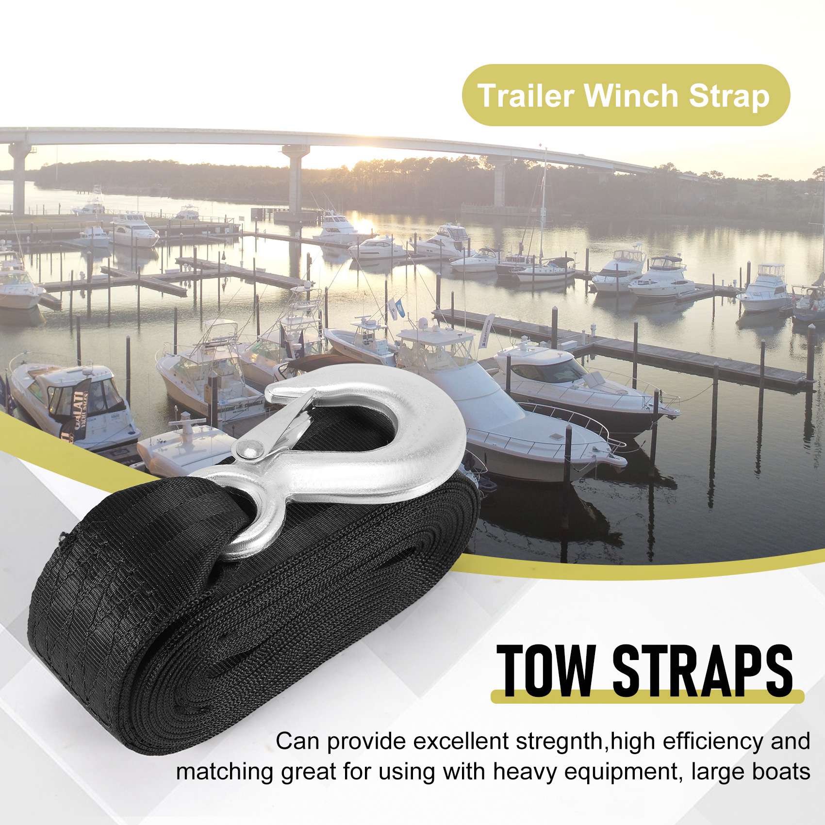 A01K：ボート用トレーラー用ウインチストラップ（フック付き - Boat Trailer Winch Strap のレビューと価格