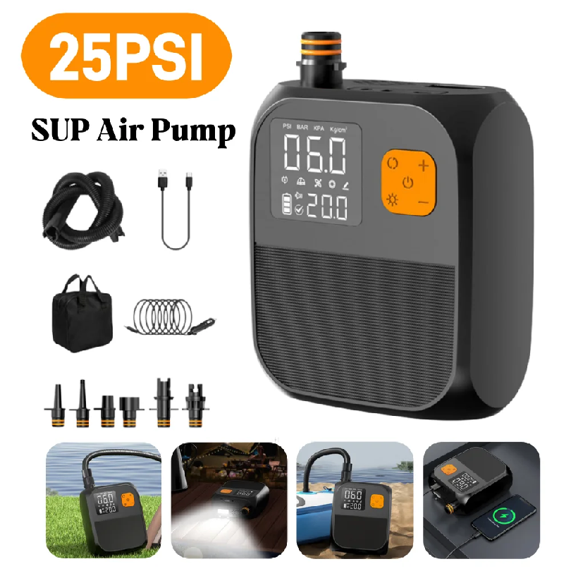 25PSI電動SUPインフレーションポンプ 8000mAhバ - Inflatable Boat Electric Pump のレビューと価格