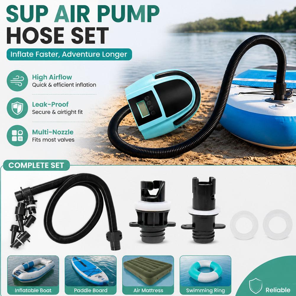 エアホースキット（7つのノズル付き）電動エアポンプ スタンド - Inflatable Boat Electric Pump のレビューと価格