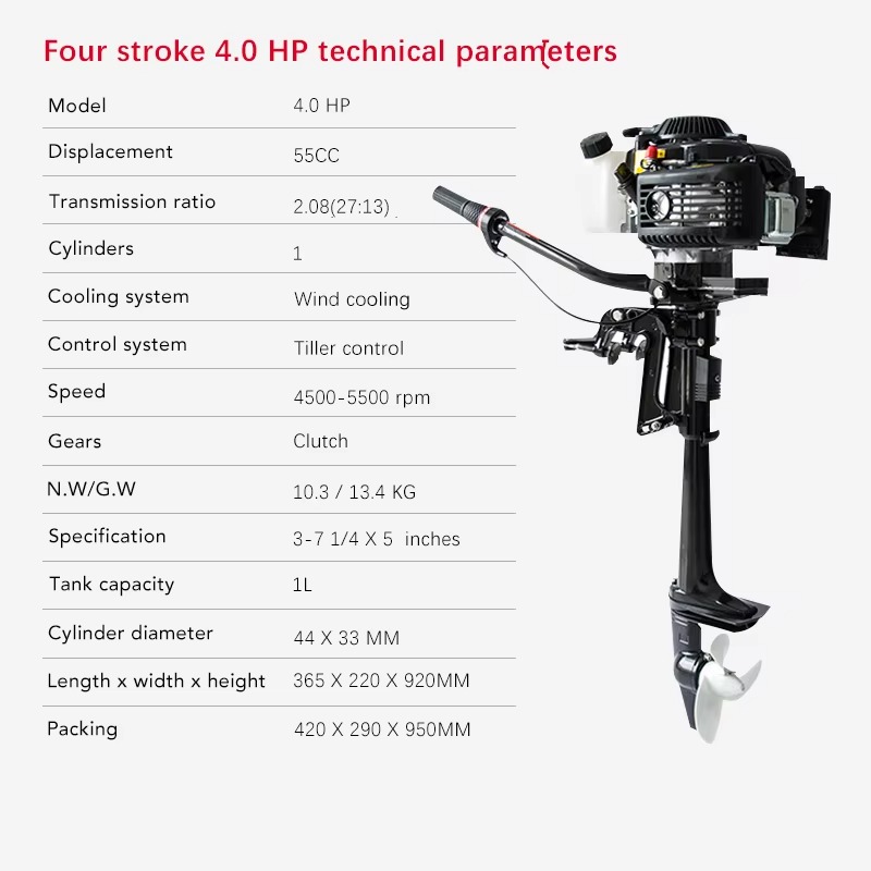ハンカイ 4ストローク 4馬力 空冷式マリンモーター 船外機 - Electric Outboard Motor 3Hp のレビューと価格