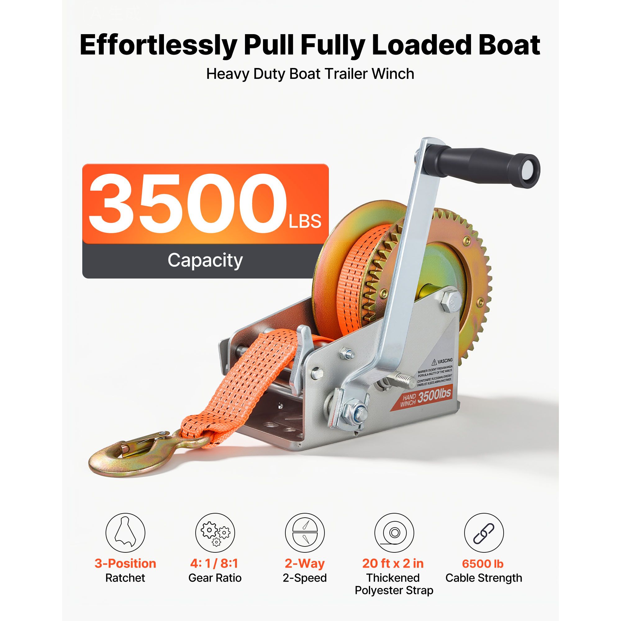 ボートウィンチ、3500ポンドハンドウィンチ、20フィートオ - Boat Trailer Winch Strap のレビューと価格